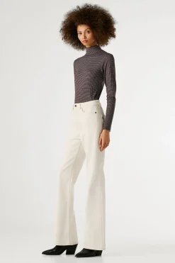 Pepe Jeans Pantalón vaquero acampanado tiro alto marfil Outlet