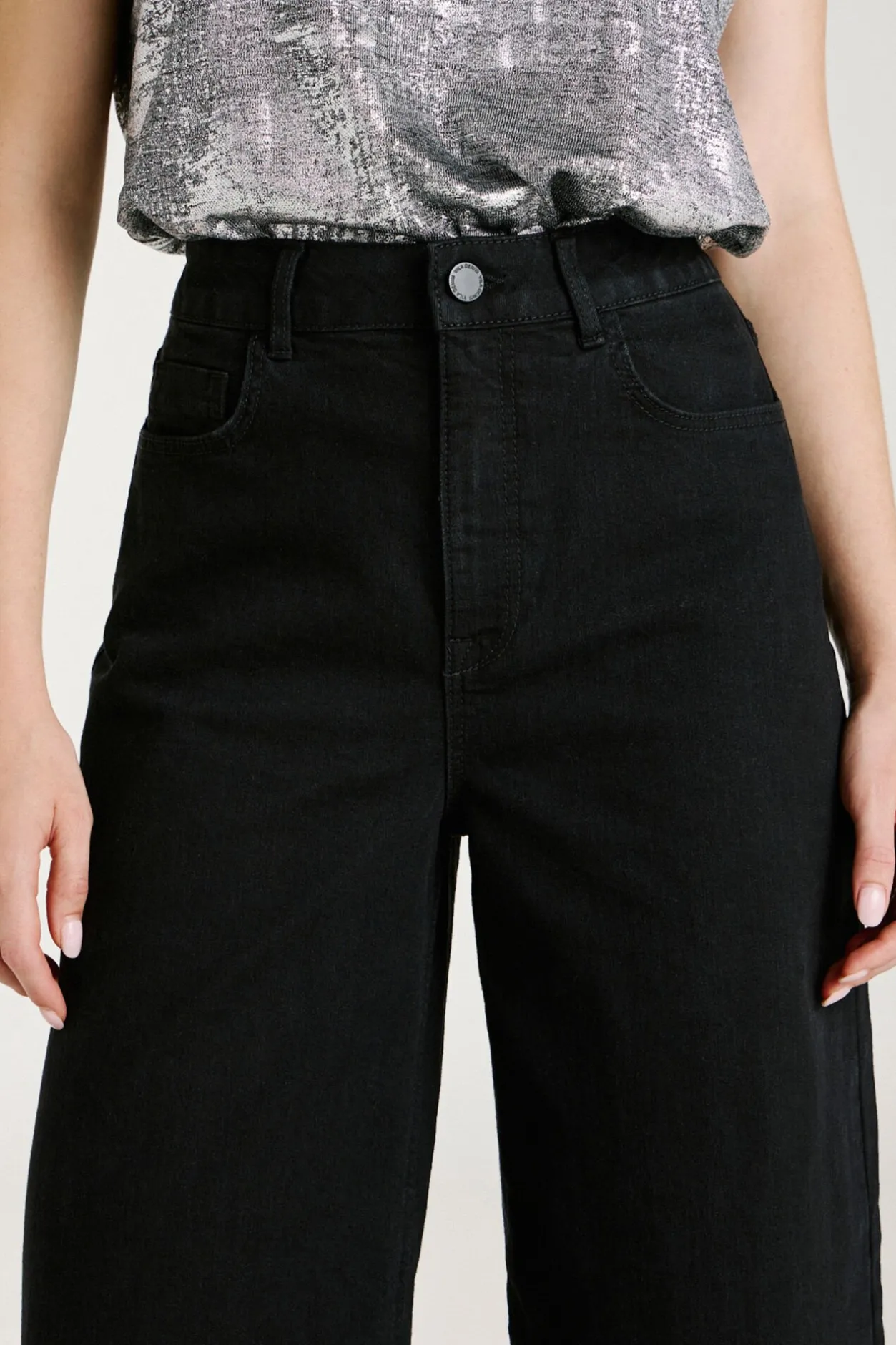 Vila Pantalón vaquero ancho Negro Outlet