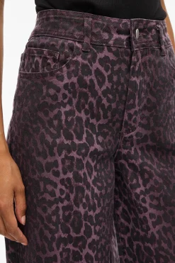 Vila Pantalón vaquero estampado leopardo Estampado granate Sale