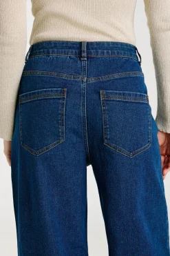 Vila Pantalón vaquero largo 7/8 con cintura alta Azul marino Hot