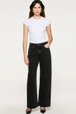 Selected Pantalón vaquero Wide Leg. Negro Clearance