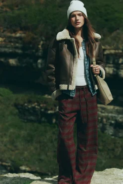 Springfield Pantalones jogger cuadros burdeos Sale