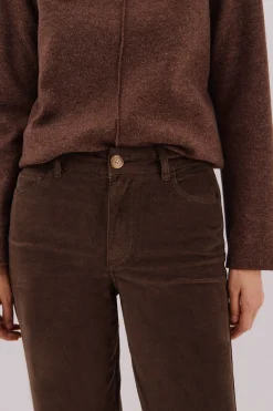 Cortefiel Pantalones Marine Velvet Marr&oacute;n oscuro