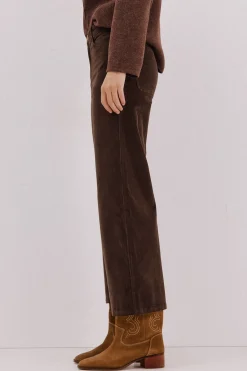 Cortefiel Pantalones Marine Velvet Marr&oacute;n oscuro