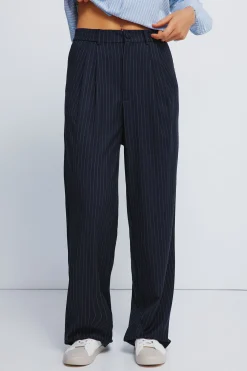 Springfield Pantalones pinzas goma cintura azul New