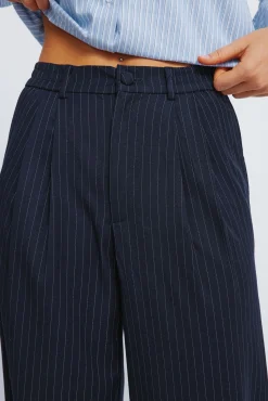 Springfield Pantalones pinzas goma cintura azul New
