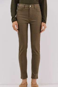 Cortefiel Pantalones sensational resinados Verde Best