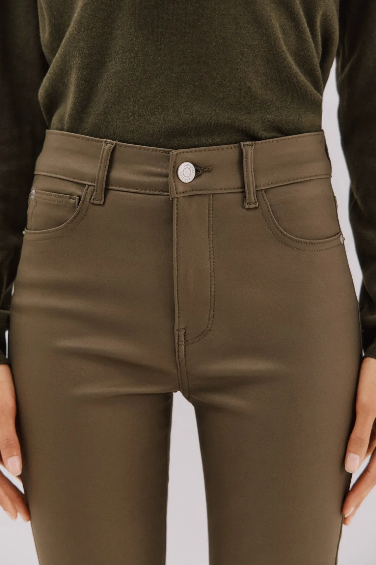 Cortefiel Pantalones sensational resinados Verde Best