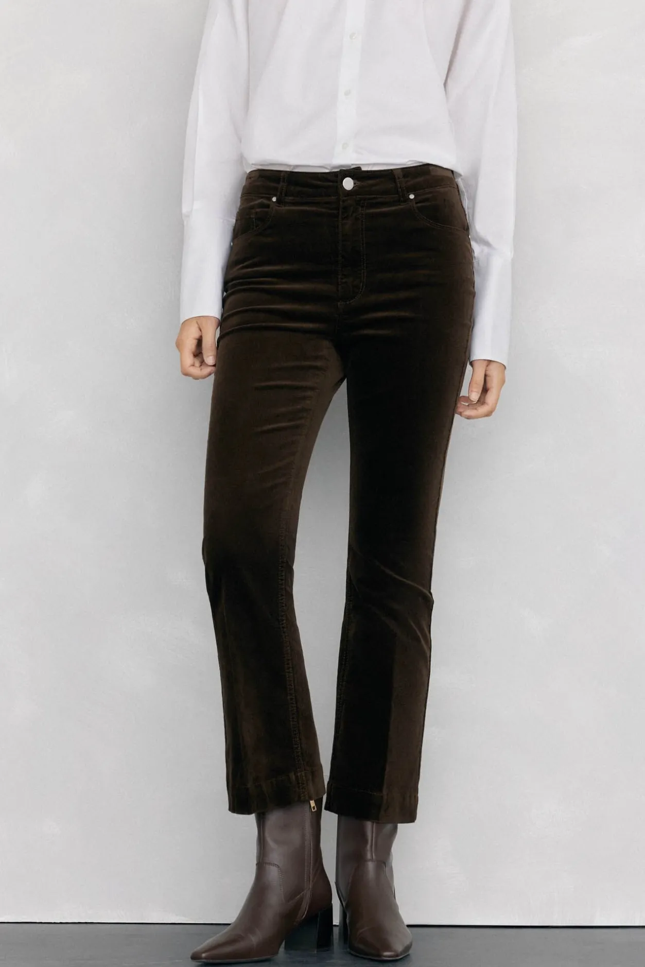 Pedro del Hierro Pantalones terciopelo flare cropped Marrón Best