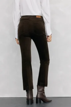 Pedro del Hierro Pantalones terciopelo flare cropped Marrón Best