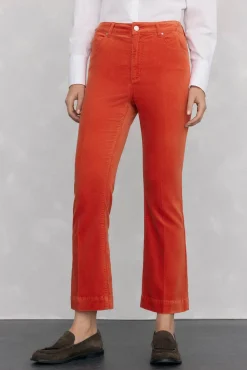 Pedro del Hierro Pantalones terciopelo flare cropped Naranja Hot