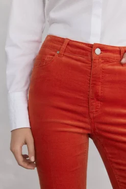 Pedro del Hierro Pantalones terciopelo flare cropped Naranja Hot