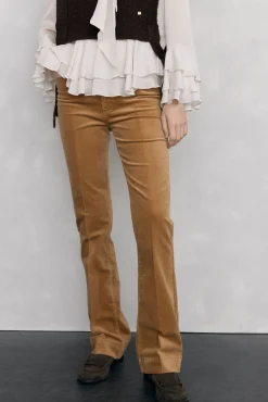 Pedro del Hierro Pantalones terciopelo push up flare Beige New