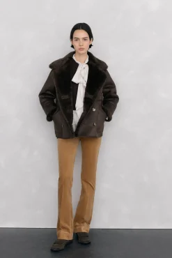 Pedro del Hierro Pantalones terciopelo push up flare Beige New