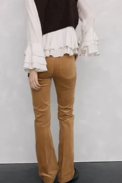 Pedro del Hierro Pantalones terciopelo push up flare Beige New