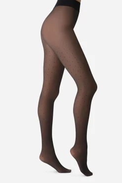 DIM Panty térmico efecto transparente lunares 80 Deniers negro New