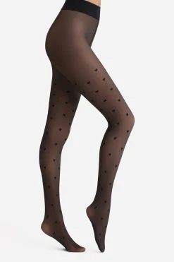 DIM Panty térmico efecto transparente lunares 80 Deniers estampado Clearance