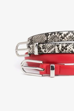 Vilanova Paquete de 2 Cinturones Efecto Serpiente estampado Sale