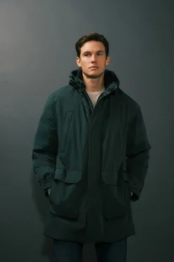 Cortefiel Parka 4 bolsillos Verde oscuro New