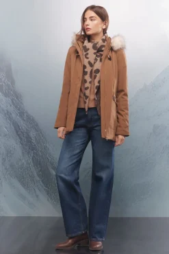 Springfield Parka capucha cierre metálico Sorona Aura nude Sale