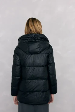 Pedro del Hierro Parka capucha efecto piel Negro Outlet