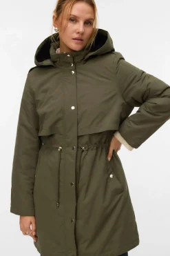 Vero Moda Parka con botones plateados Verde Discount