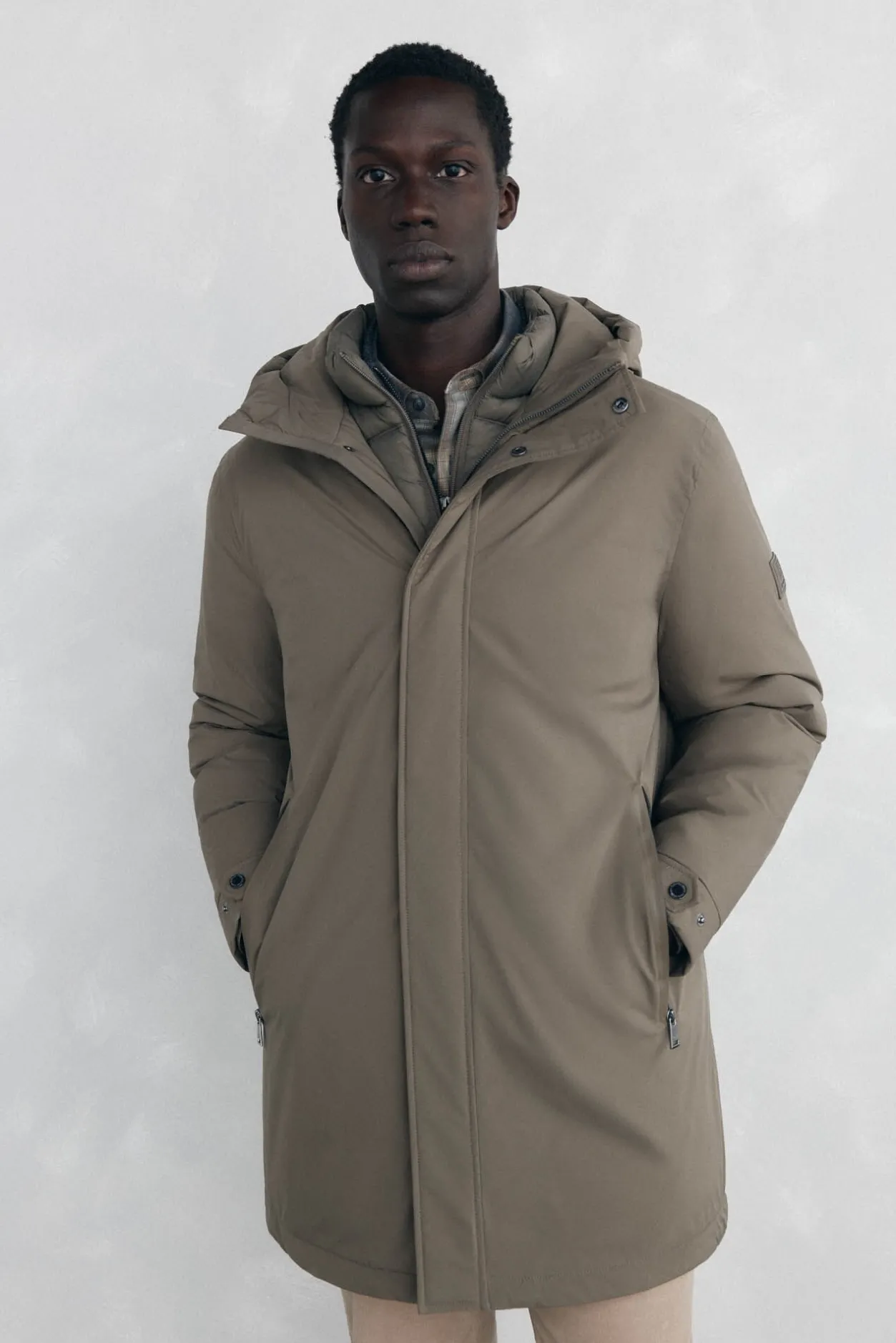 Pedro del Hierro Parka corta capucha Beige Hot