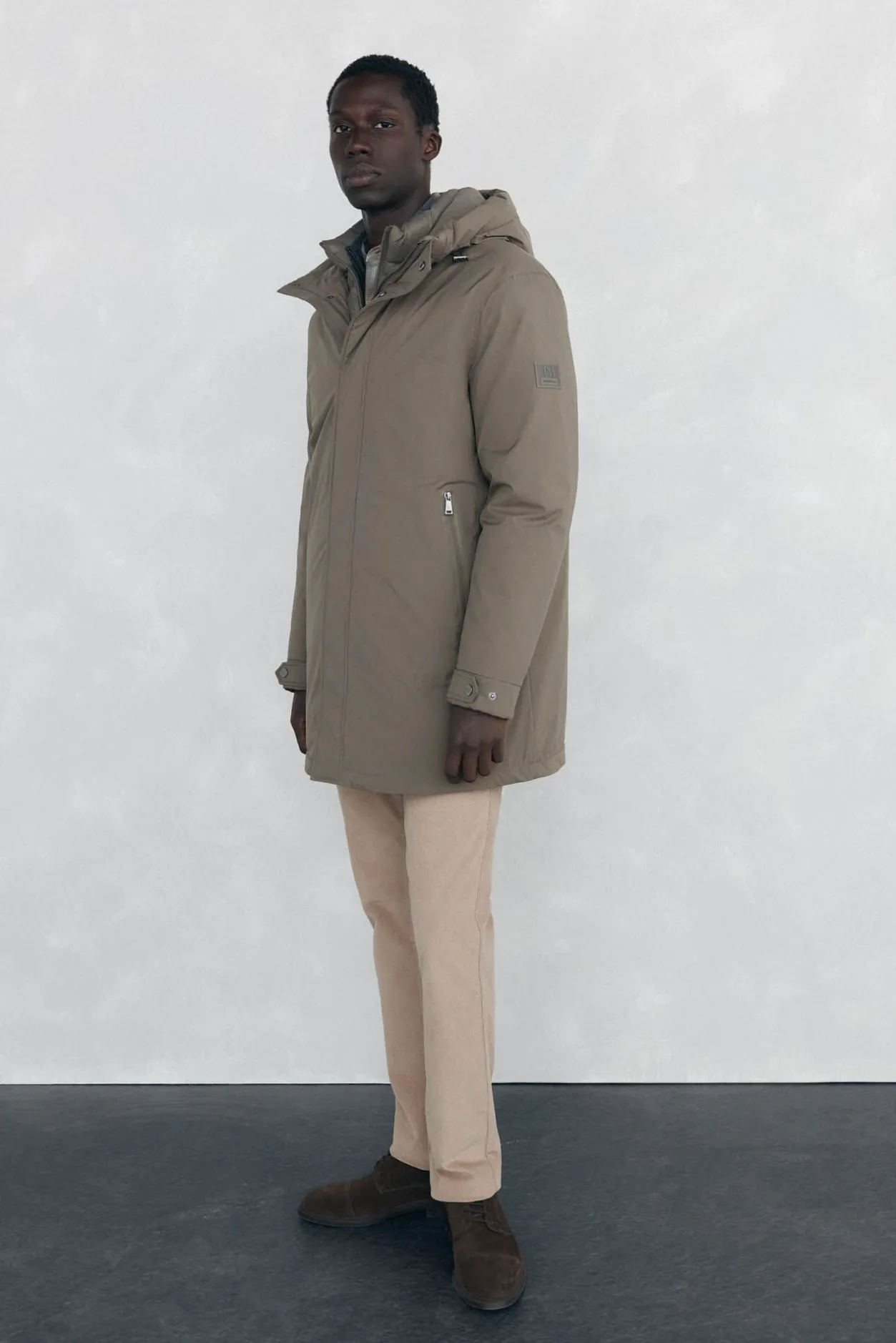 Pedro del Hierro Parka corta capucha Beige Hot