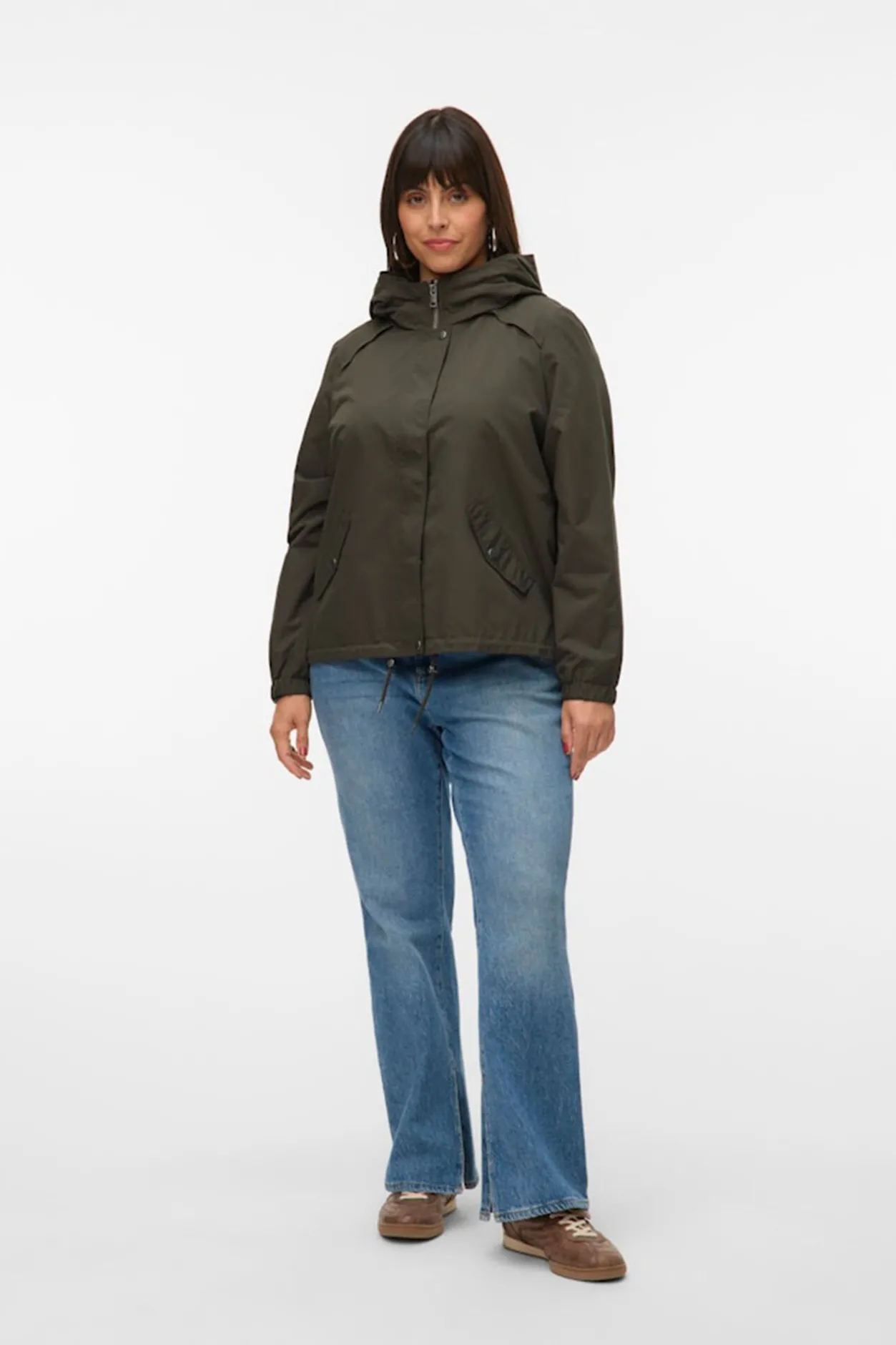 Vero Moda Curve Parka corta con capucha talla grande Verde New