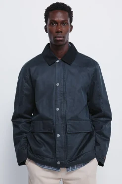 Springfield Parka corta cuello pana azul Sale