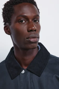 Springfield Parka corta cuello pana azul Sale