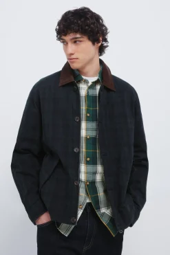 Springfield Parka cuadros cuello pana estampado