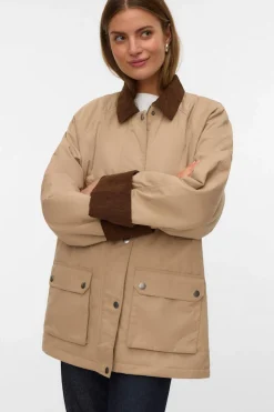 Vero Moda Parka encerada multibolsillos Marr&oacute;n Clearance