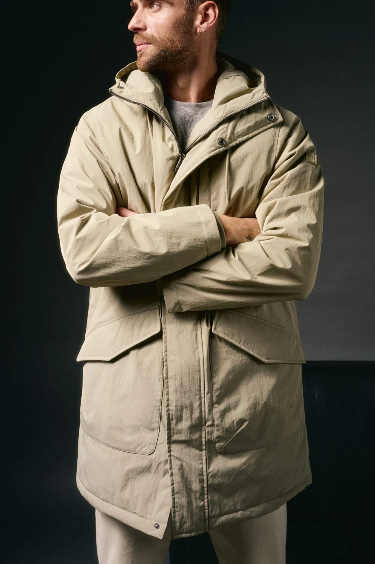 OOTO Parka larga acolchada Beige
