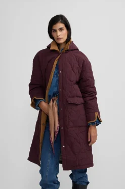 Silbon Parka larga acolchada detalles pana Granate Hot