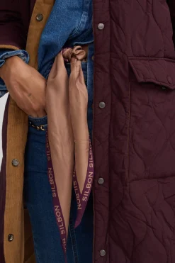 Silbon Parka larga acolchada detalles pana Granate Hot
