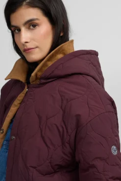 Silbon Parka larga acolchada detalles pana Granate Hot