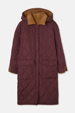 Silbon Parka larga acolchada detalles pana Granate Hot