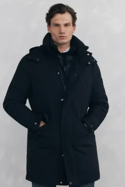 Pedro del Hierro Parka larga capucha con vistas Negro Sale
