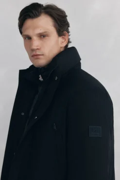 Pedro del Hierro Parka larga capucha con vistas Negro Sale