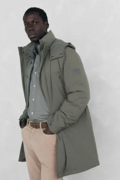 Pedro del Hierro Parka larga capucha con vistas Verde Sale