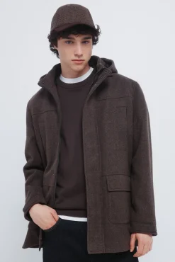 Springfield Parka larga efecto lana estampado Outlet