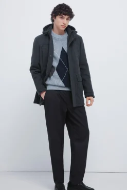 Springfield Parka larga efecto lana gris Sale