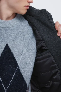 Springfield Parka larga efecto lana gris Sale