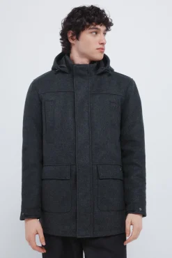 Springfield Parka larga efecto lana gris Sale