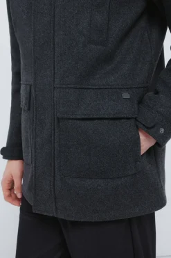 Springfield Parka larga efecto lana gris Sale