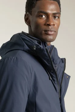 PuroEGO Parka técnica capucha arena Azul marino