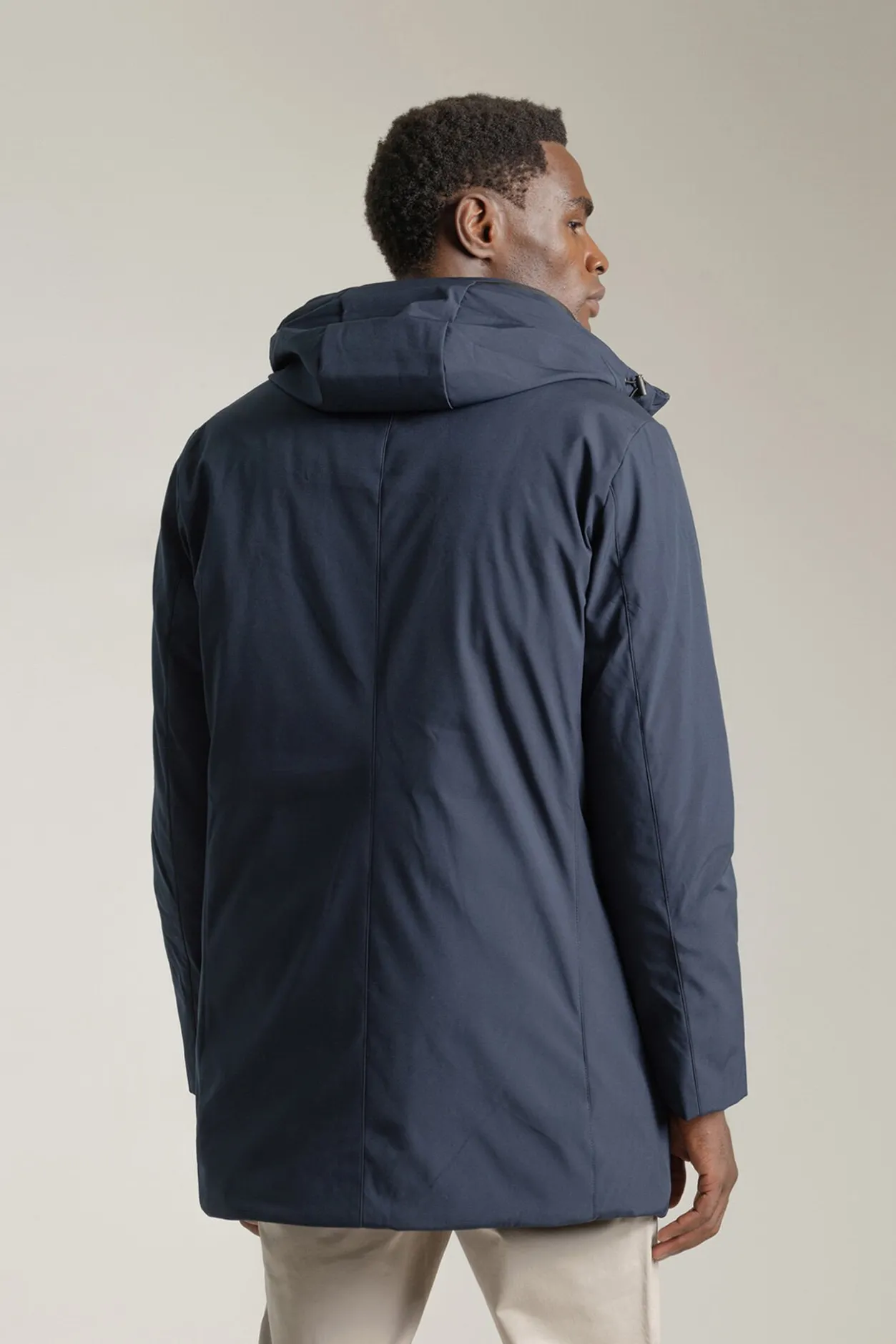 PuroEGO Parka técnica capucha arena Azul marino