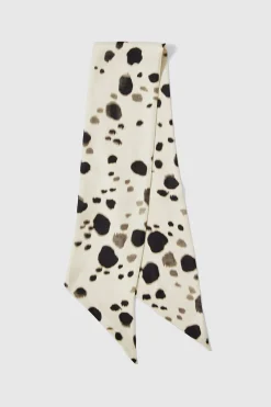 Selected Pañuelo estampado 100% seda. Beige Outlet