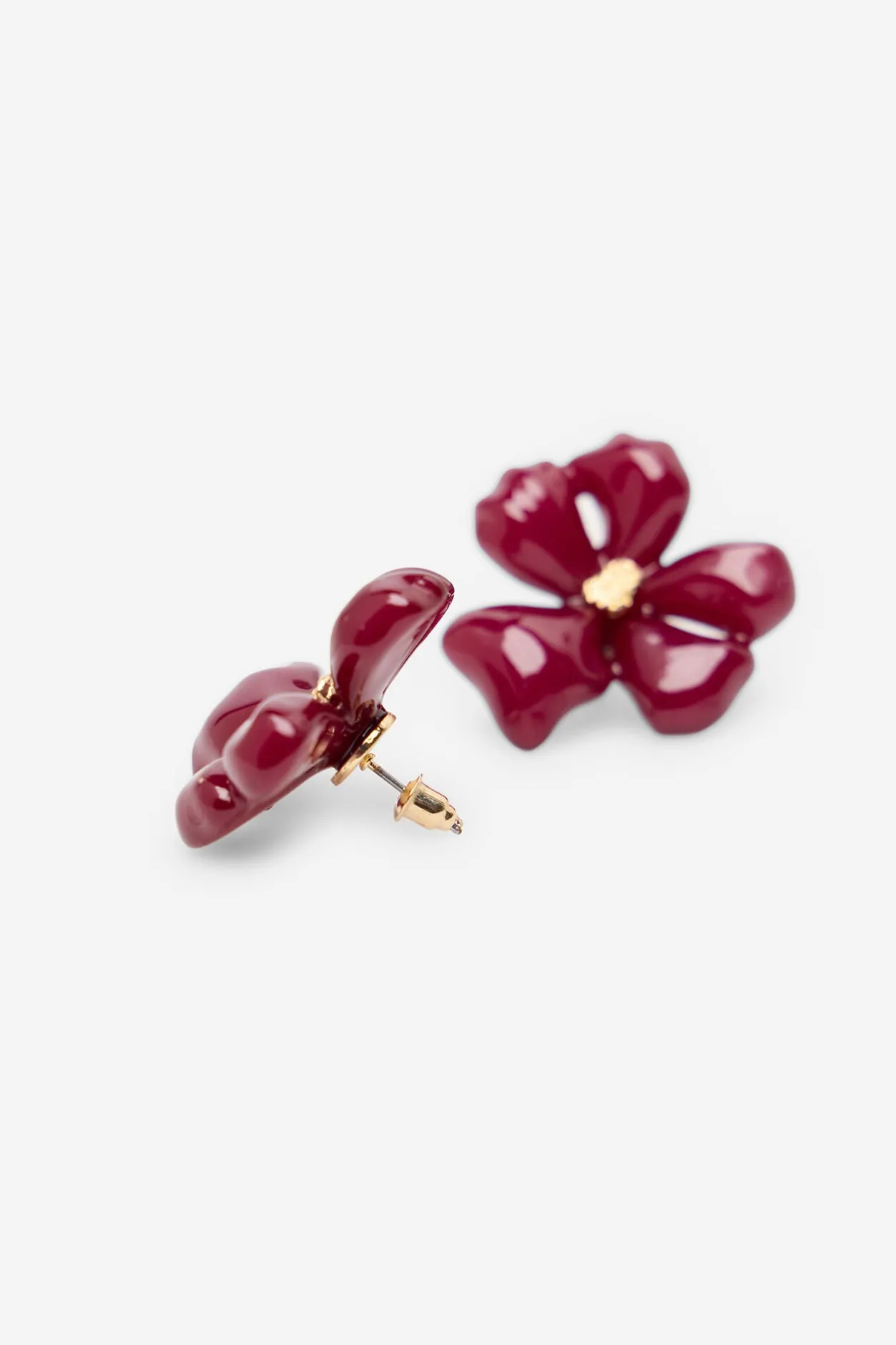 Cortefiel Pendientes de flor vintage Granate Best